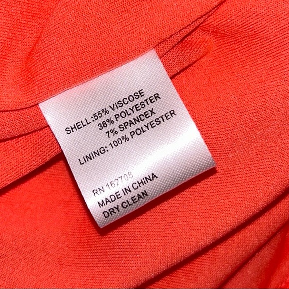 NWT LDT Brooke Pleated Coral Tangerine Draped Ruffe Knit Sheath Dress - 8 - Picture 12 of 13